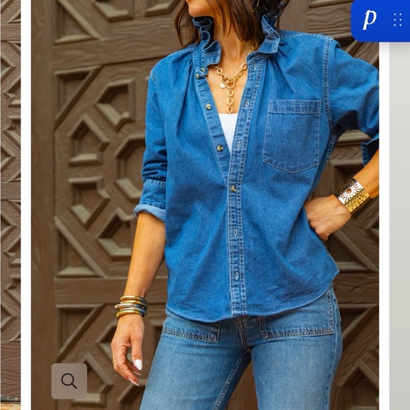 Classic Blue Button Down Denim Shirt - Picture 2 of 8